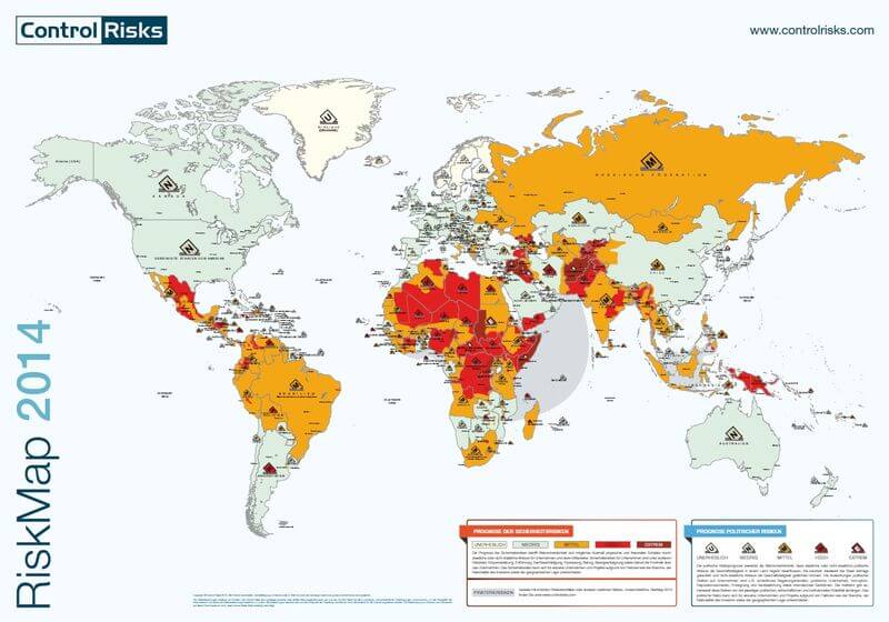 RiskMap 2014: Politisches Risiko hat sich weltweit verdoppelt