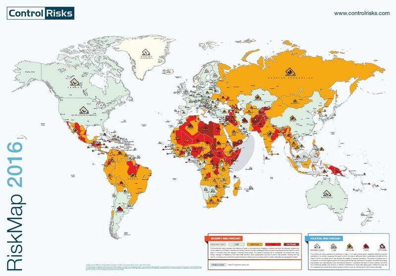 Risk Map: In welchen Ländern es 2016 gefährlich werden kann