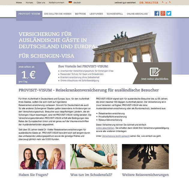 www.provisit-visum.de im neuen Look der Dr. Walter-Produktseiten
