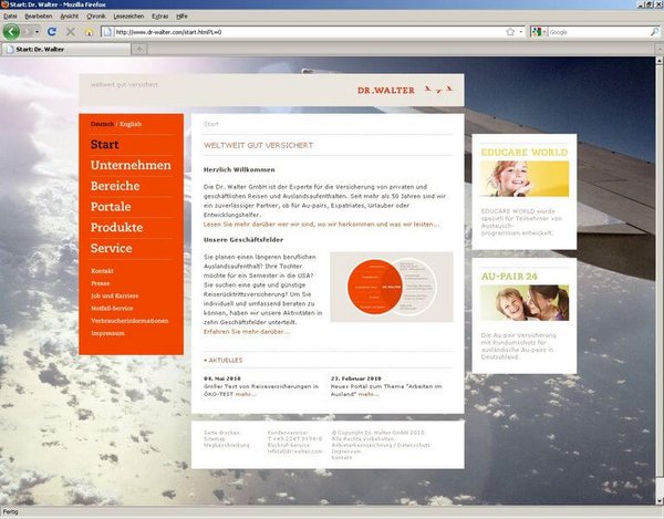 Reiseversicherungs-Experte mit neuer Homepage