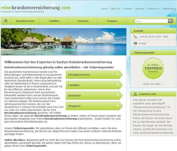 Neues Portal für Reisekrankenversicherungen