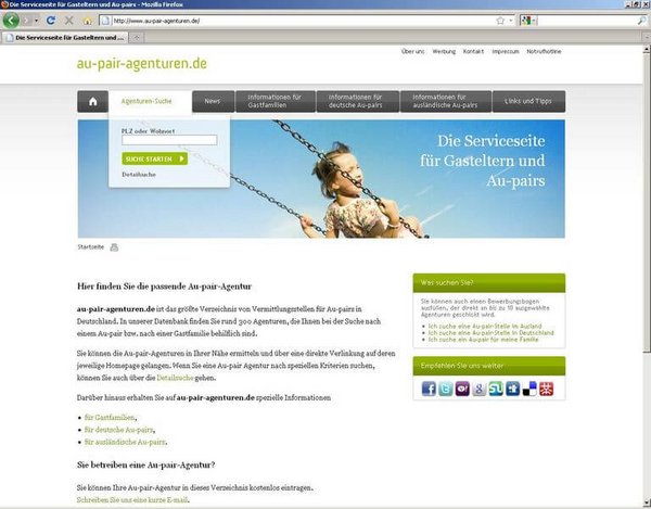 Neuer Internetauftritt von www.au-pair-agenturen.de